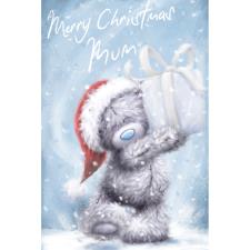 Mum Holding Present Softly Drawn Me to You Bear Christmas Card Image Preview